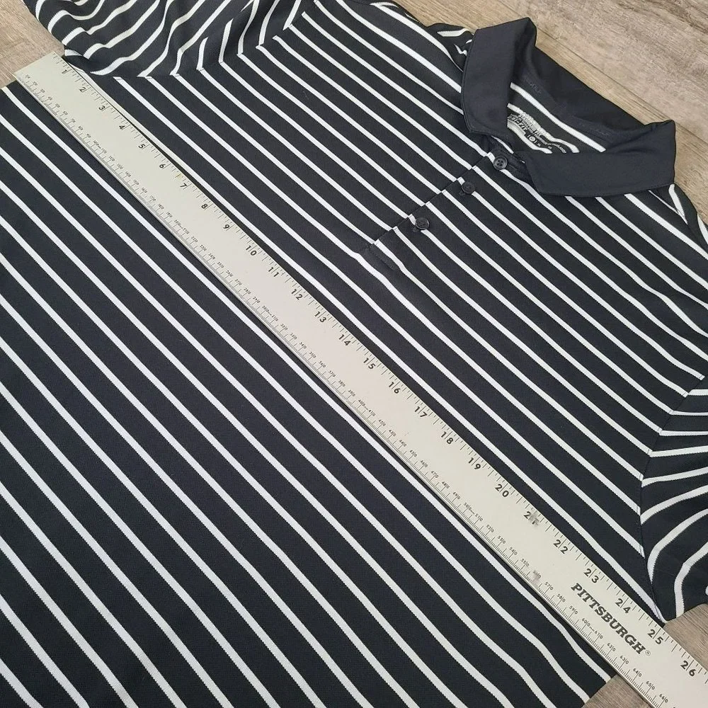 Nike Golf Standard Fit Mens Sz XL Dri-Fit Golf Polo Shirt Black White Stripes - Picture 7 of 8